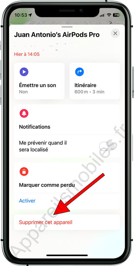 Supprimer cet appareil AirPods