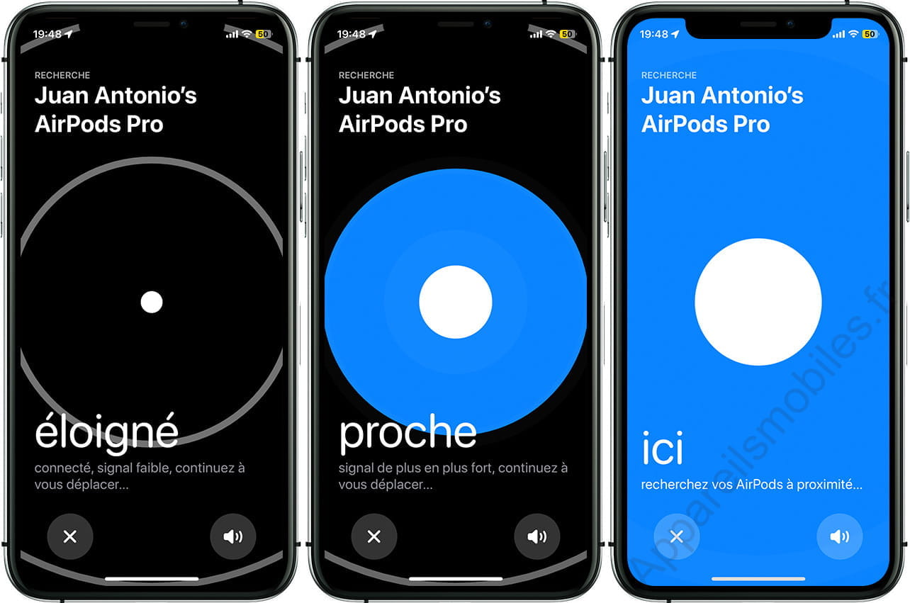Itinéraire pour trouver les AirPod