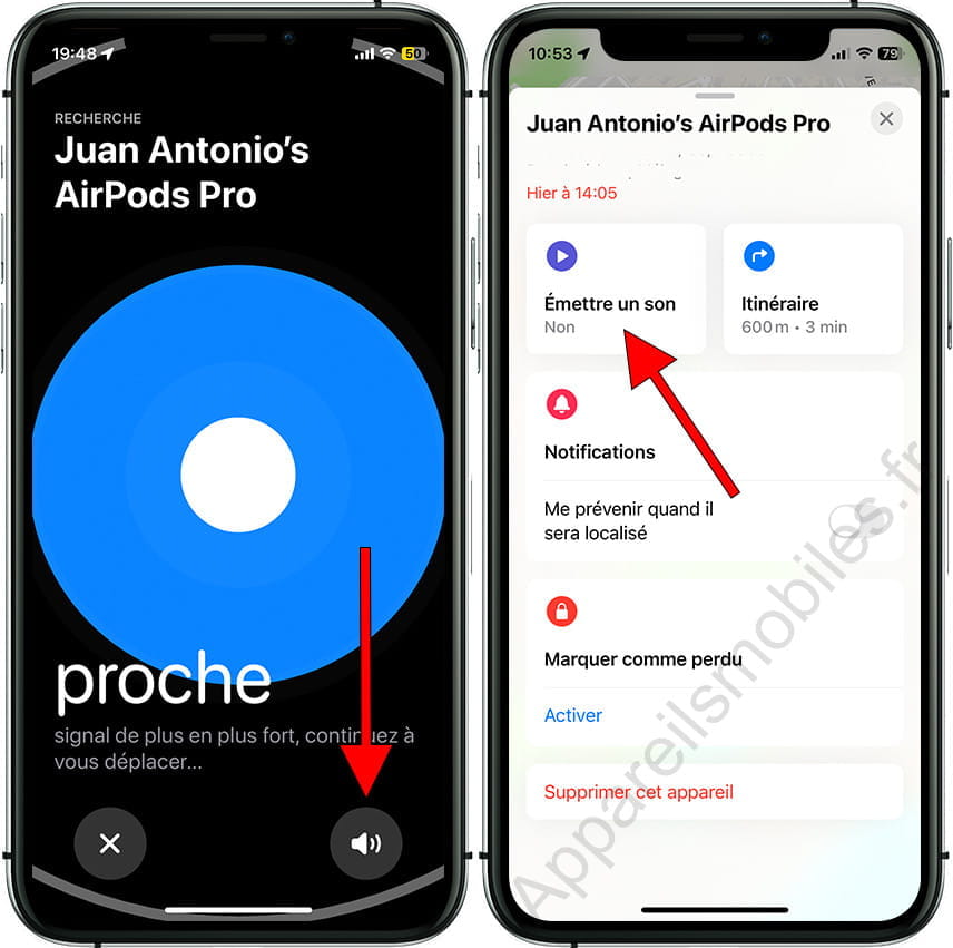 Jouez du son pour trouver les AirPod