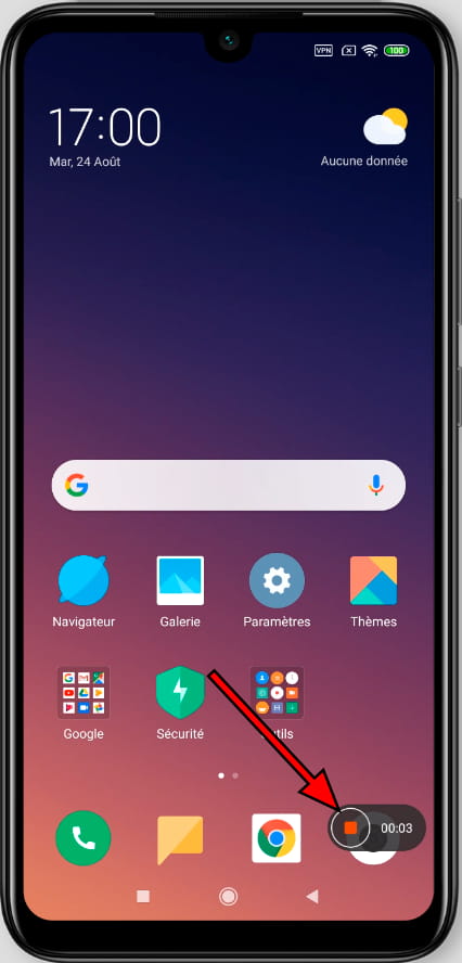 Arrêter l'enregistrement d'écran Redmi Note 13