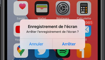 Arrêter l'enregistrement d'écran