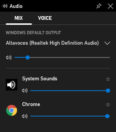 Écran d'enregistrement de la fenêtre audio Windows
