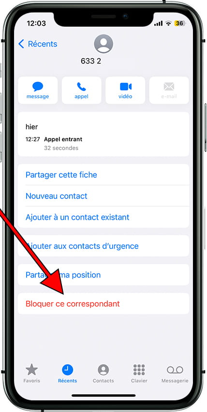 Bloquer ce contact iOS