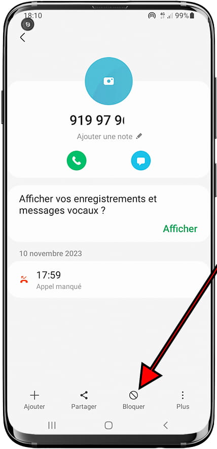 Bloquer contact Samsung