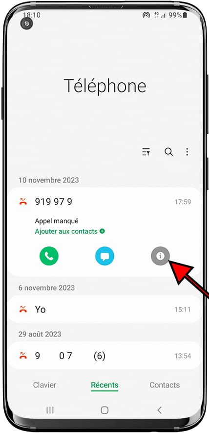 Informations sur le numéro de téléphone Samsung