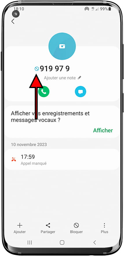 Contact bloqué Samsung