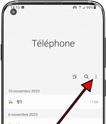 Options de téléphone Samsung