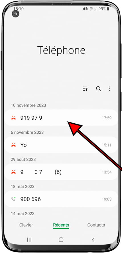 Sélectionnez un contact Samsung