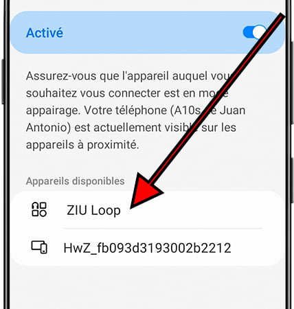 Sélectionnez le périphérique Bluetooth sur Samsung Galaxy