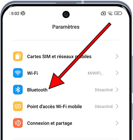 Paramètres / Bluetooth sur Xiaomi