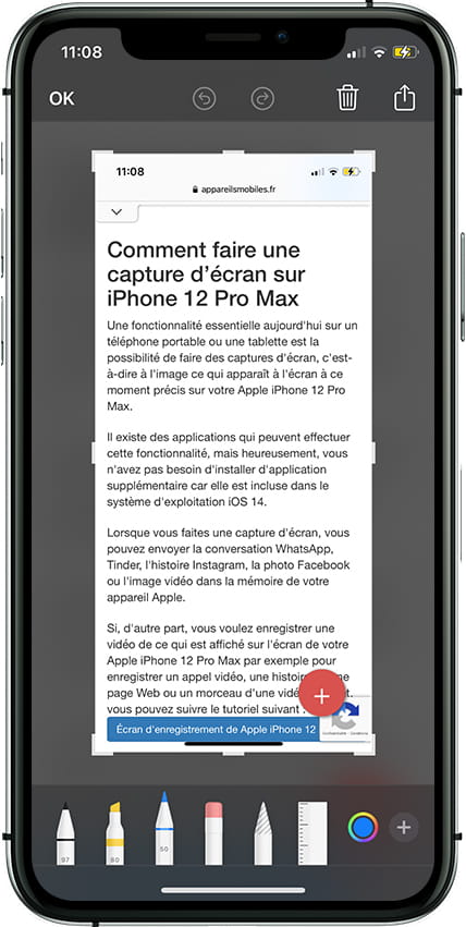 Modifier la capture d'écran de l'iPhone