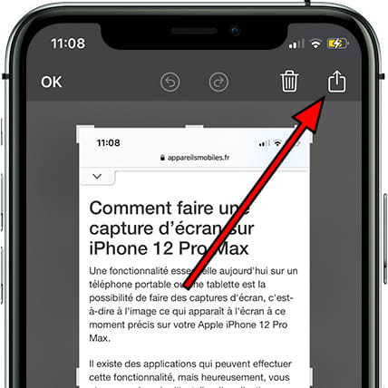 Partager la capture d'écran de l'iPhone