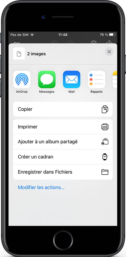 Envoyer une capture d'écran iPhone