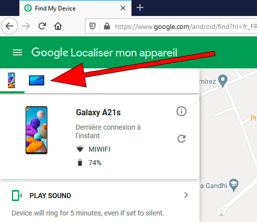 Changer d'appareil dans Google