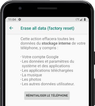 Réinitialiser le téléphone Android