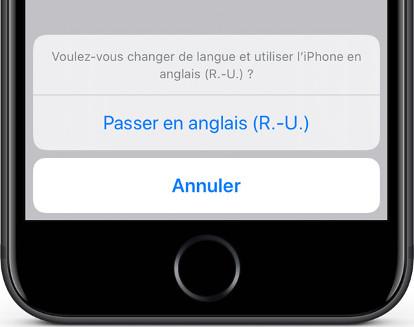 Confirmer modification langue iOS