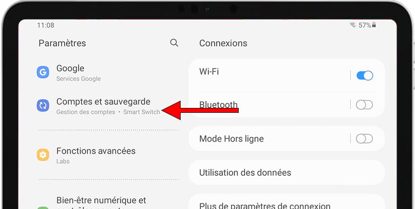 Paramètres comptes Samsung