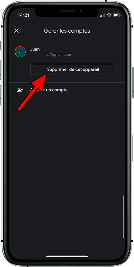 Supprimer comptes Google sur Apple iPhone 13