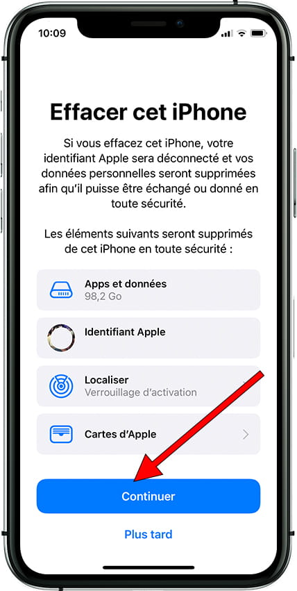 Réinitialiser le message de confirmation iOS