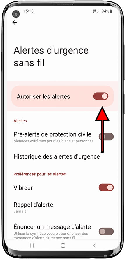 Activer ou désactiver les alertes d'urgence Samsung