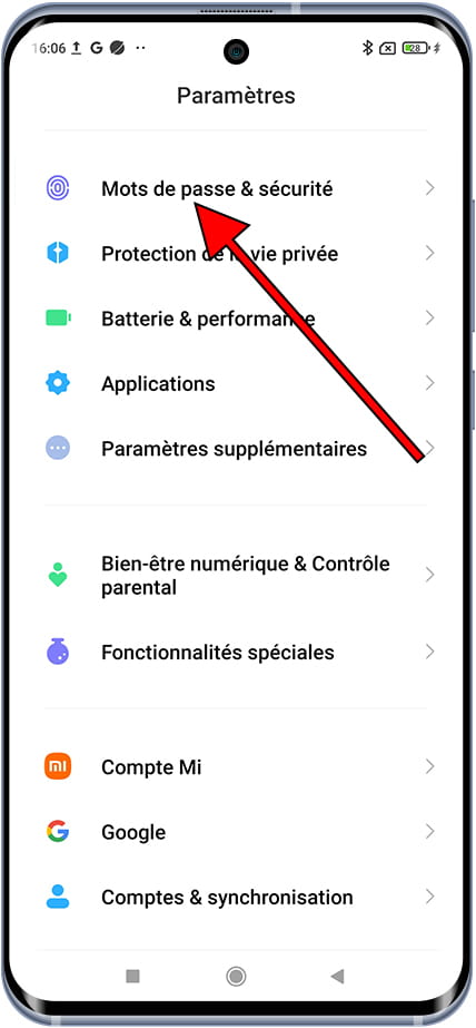 Mots de passe et sécurité Xiaomi