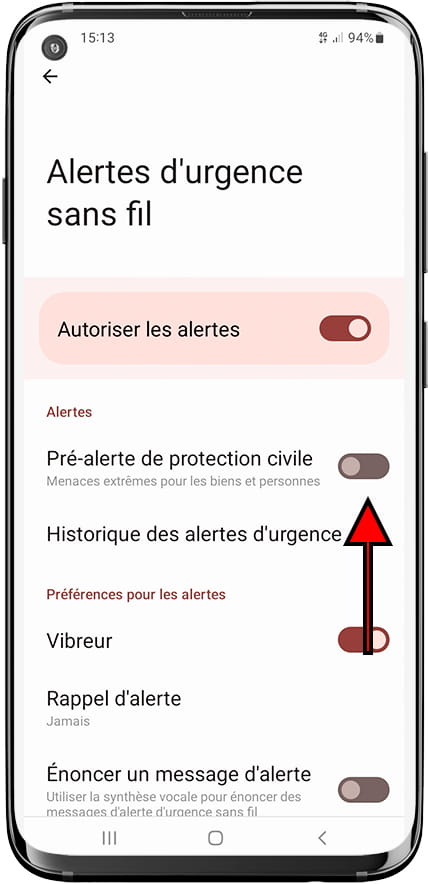Activer ou désactiver les alertes de la Protection Civile Samsung