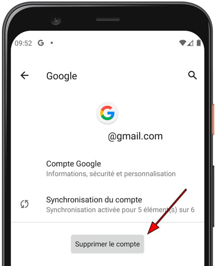 Supprimer compte Android