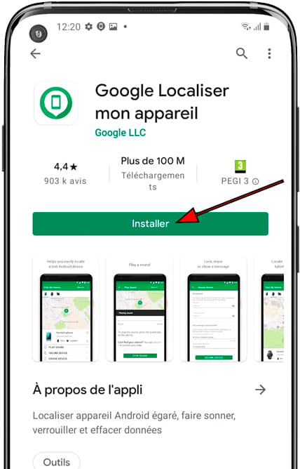 Localiser mon appareil Google app