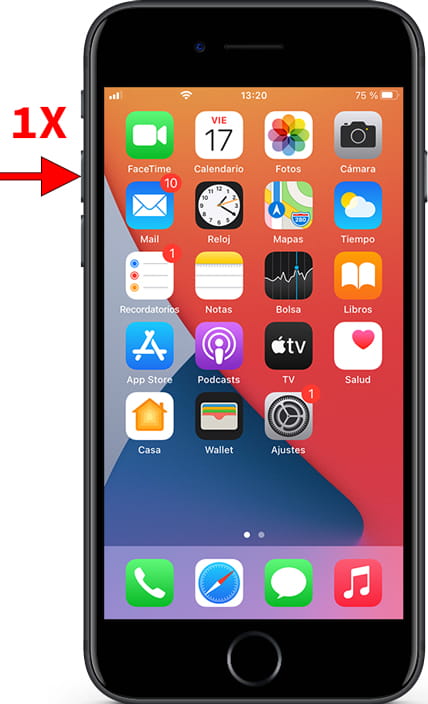 Première étape de forcer le redémarrage de iPhone SE (2020)