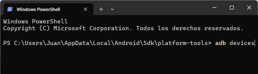adb devices dans le terminal