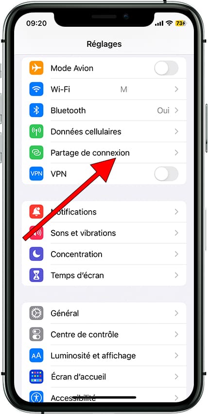 Partage de connexion