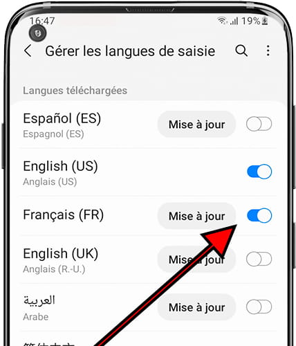 Ajouter la langue du clavier Samsung
