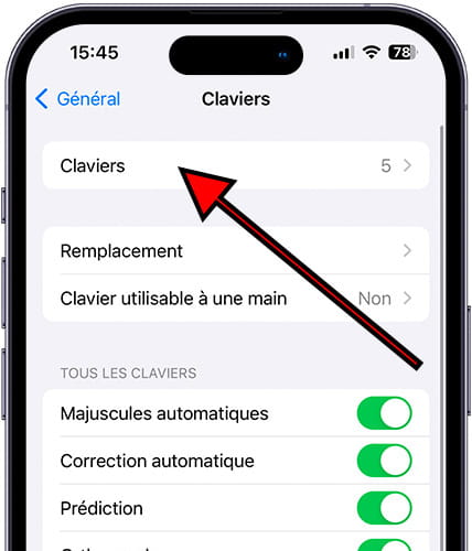 Langues du clavier iOS