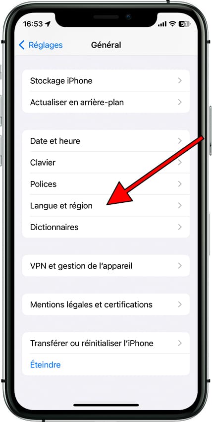 Langue et region iOS