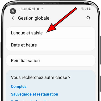 Langue et saisie Samsung