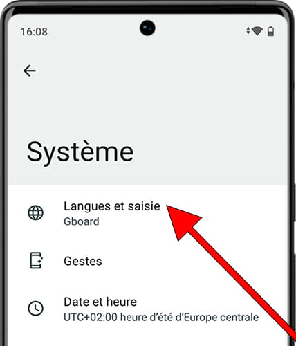 Langues et saisie Android