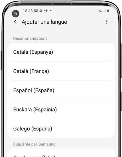 Rechercher des langues Samsung