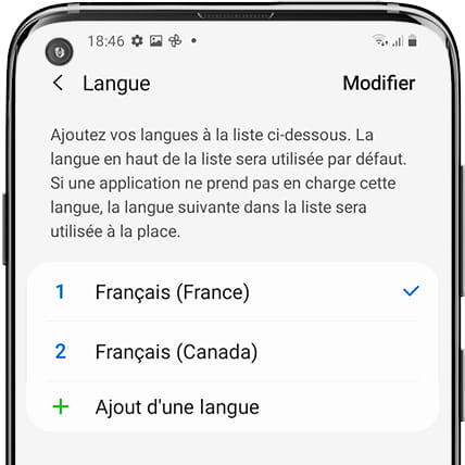Liste des langues Samsung