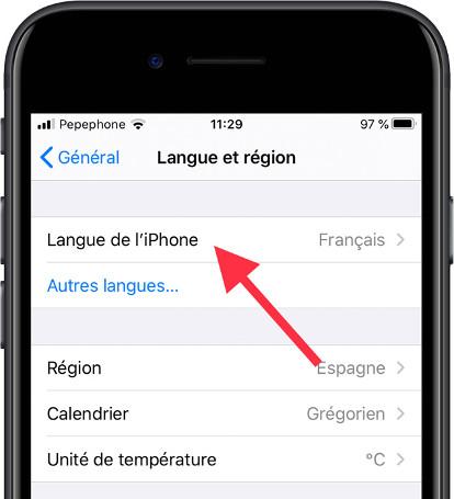 Idioma del iPhone iOS
