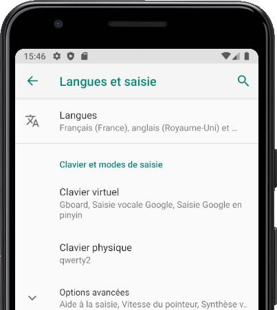Menu Langues Android