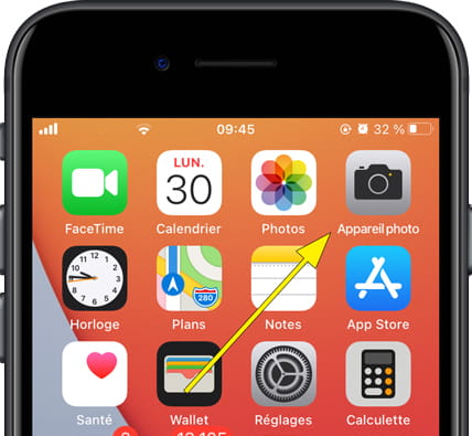 Application appareil photo iPhone 12