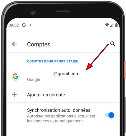 Liste comptes Android