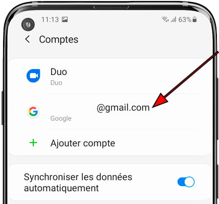 Liste comptes Samsung