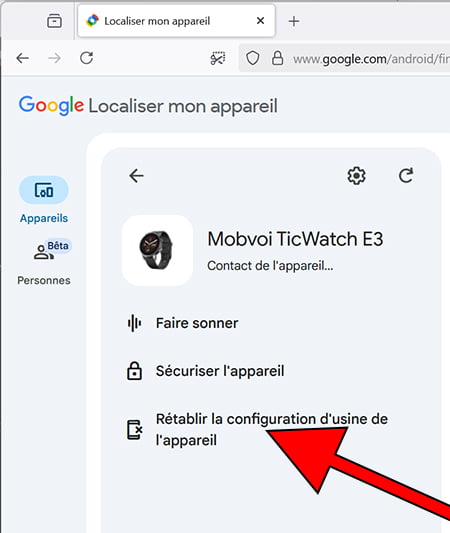 Effacer mon Samsung Galaxy Watch6 à distance