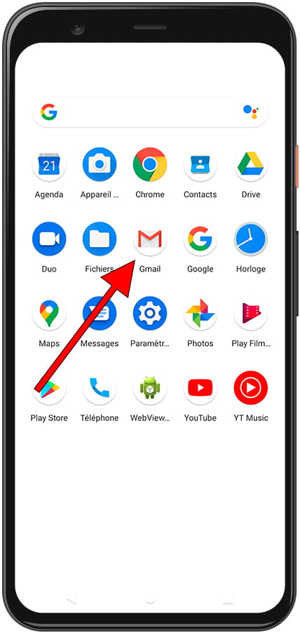 Gmail écran des applications