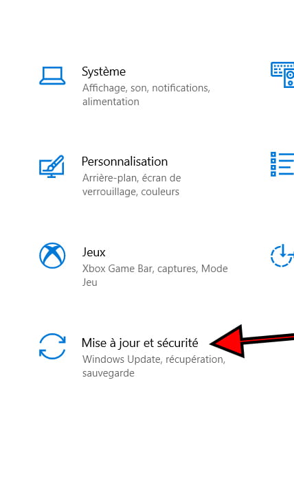 Mise à jour et sécurité Windows