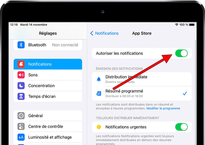 Activer les notifications iOS