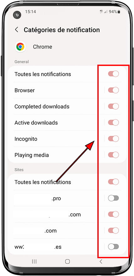 Gérer les notifications de l'application Samsung