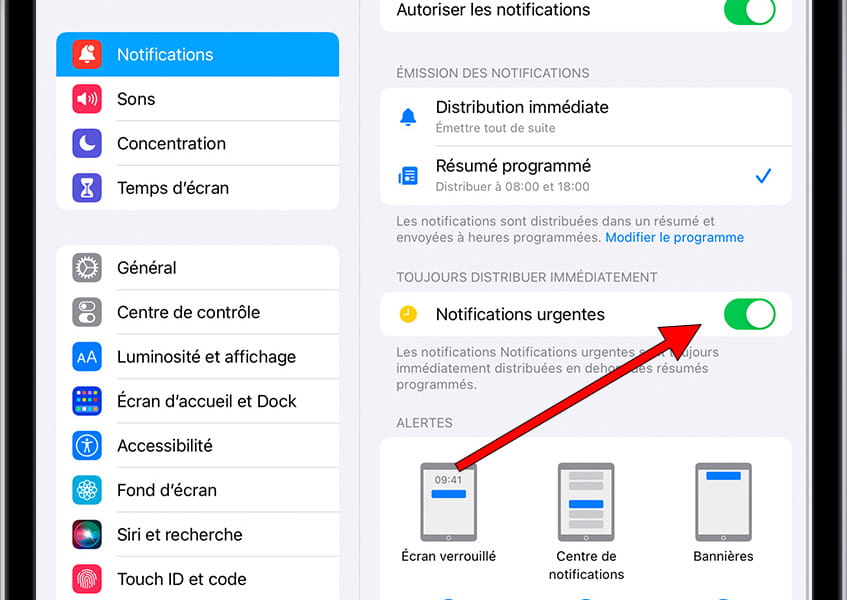 Activer les notifications iOS