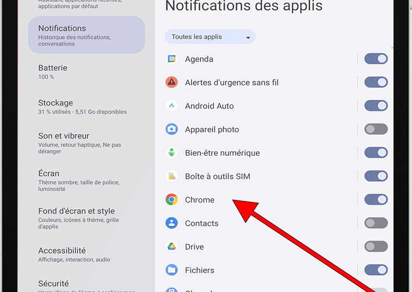 Notifications d'application Android